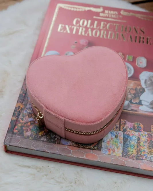 Boîte à bijoux de voyage Céleste en velours rose – élégante, compacte et made in France