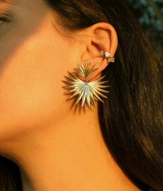 Boucles d'oreilles pendantes fleur de lotus or -Acier inoxydable - Hypoallergéniques - Bijoux femme Cléopâtre