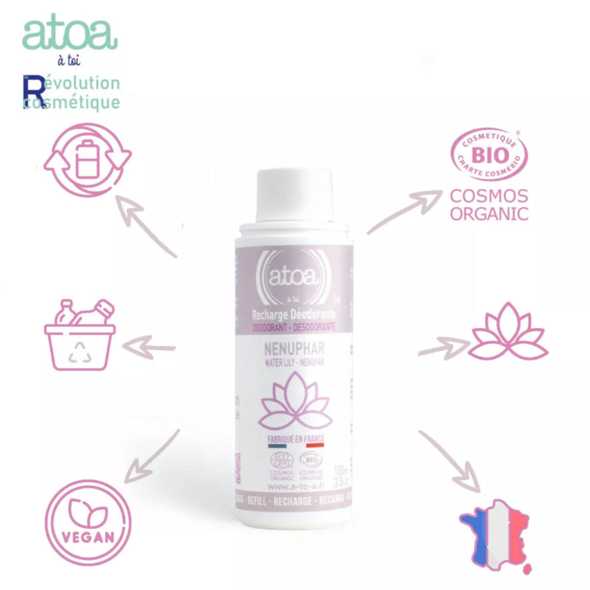 Recharge déodorant bio 100 ml avec 3 parfums – By Samana