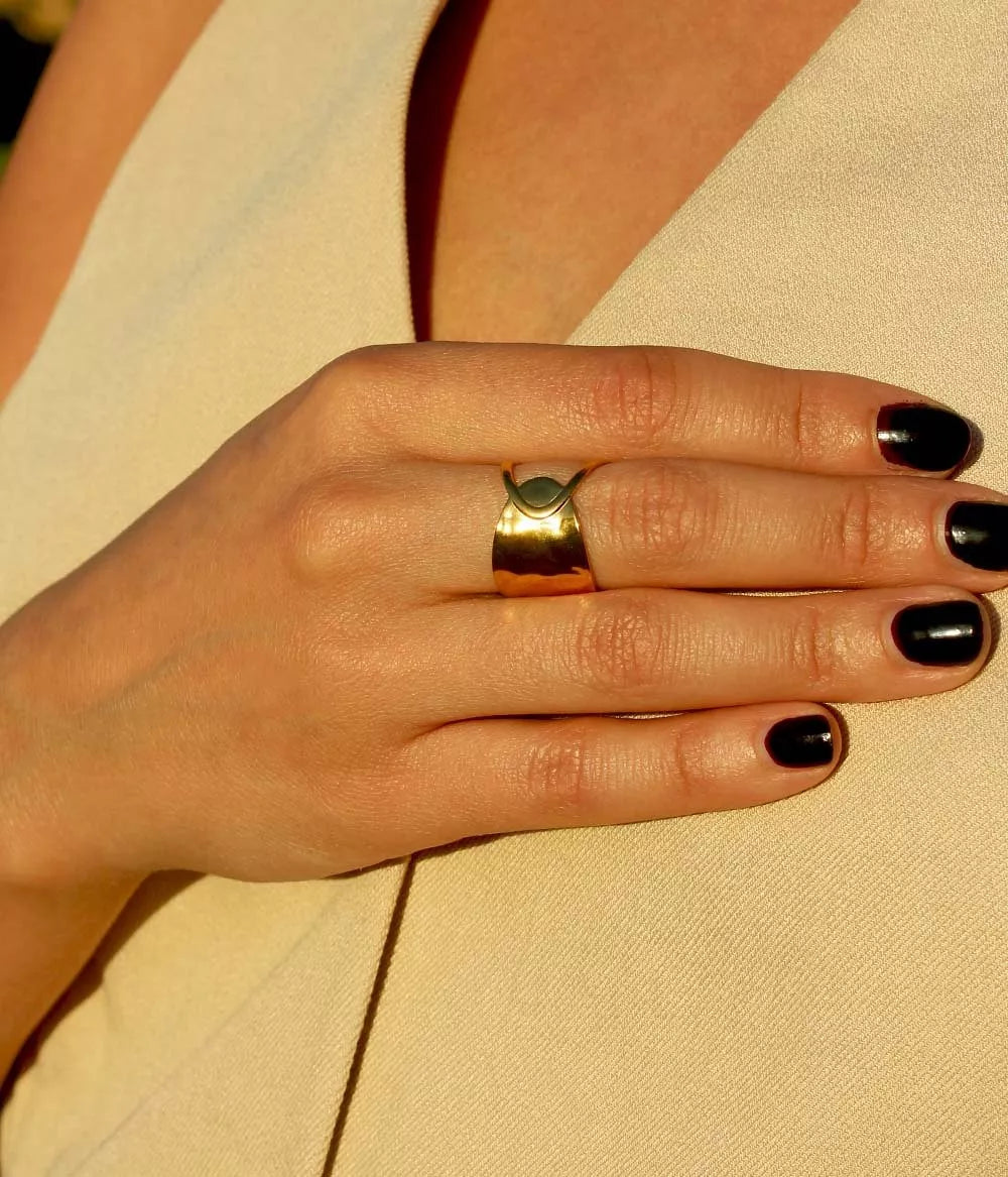✨ Bague large double face Safiya Or – Bijou fait main en France