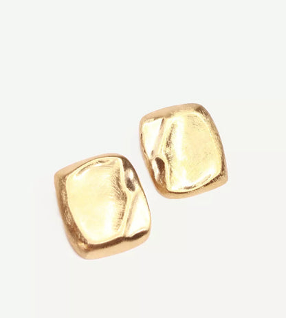 ✨ Boucles d’oreilles carrées Petra Or – Création dorée graphique & fait main en France
