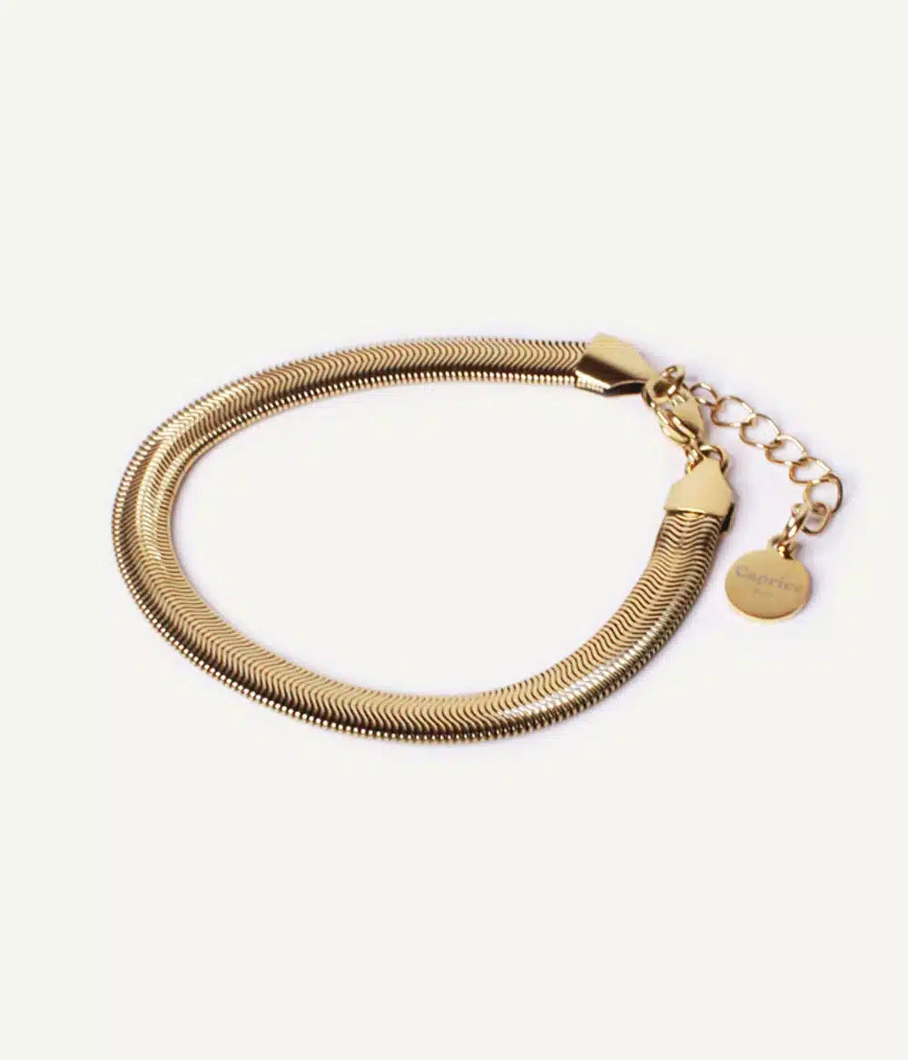 btacelet simone maille serpent caprice paris or sur fond blanc