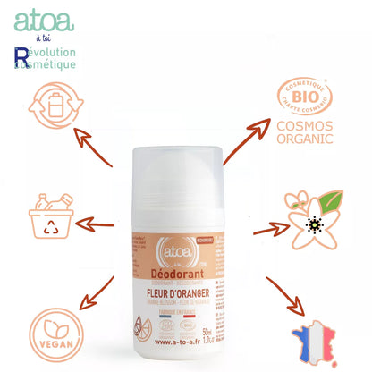 Déodorant Bio Nénuphar ou Aloe vera ou Fleur d'oranger - COSMOS ORGANIC - 50ml - RECHARGEABLE
