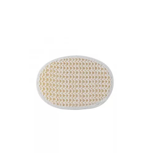 dessous d'une éponge exfoliante naturelle, surface texturée en fibres pour le gommage