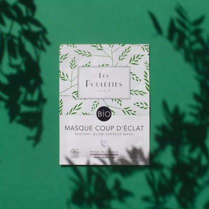 Packshot du masque visage Coup d’Éclat bio Les Poulettes Paris, ombres végétales naturelles