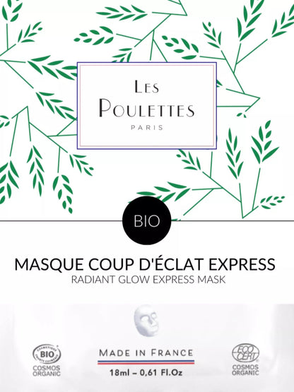 Masque visage bio Coup d’Éclat – Coton organique certifié COSMOS Organic