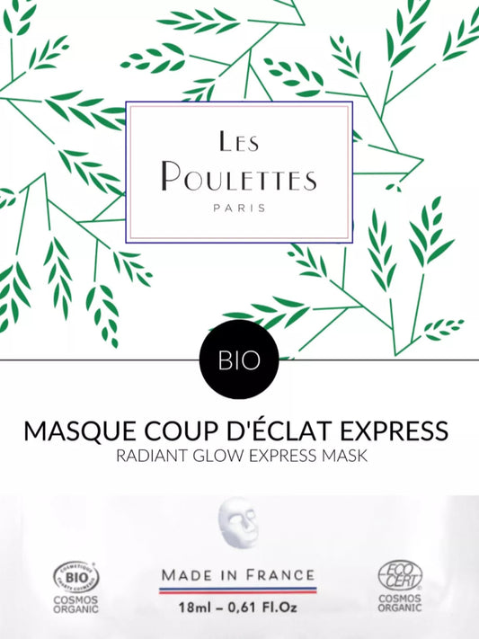 Masque visage bio Coup d’Éclat – Coton organique certifié COSMOS Organic